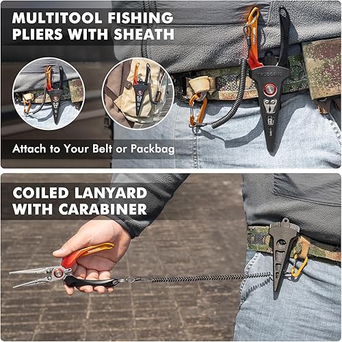 Miniatura 7 de TRUSCEND Lockable Handy Fishing Pliers with Innovative Ergonomic Handle, Saltwater Corrosion Resistant Teflon Coated Fishing Tool, Multi-Function