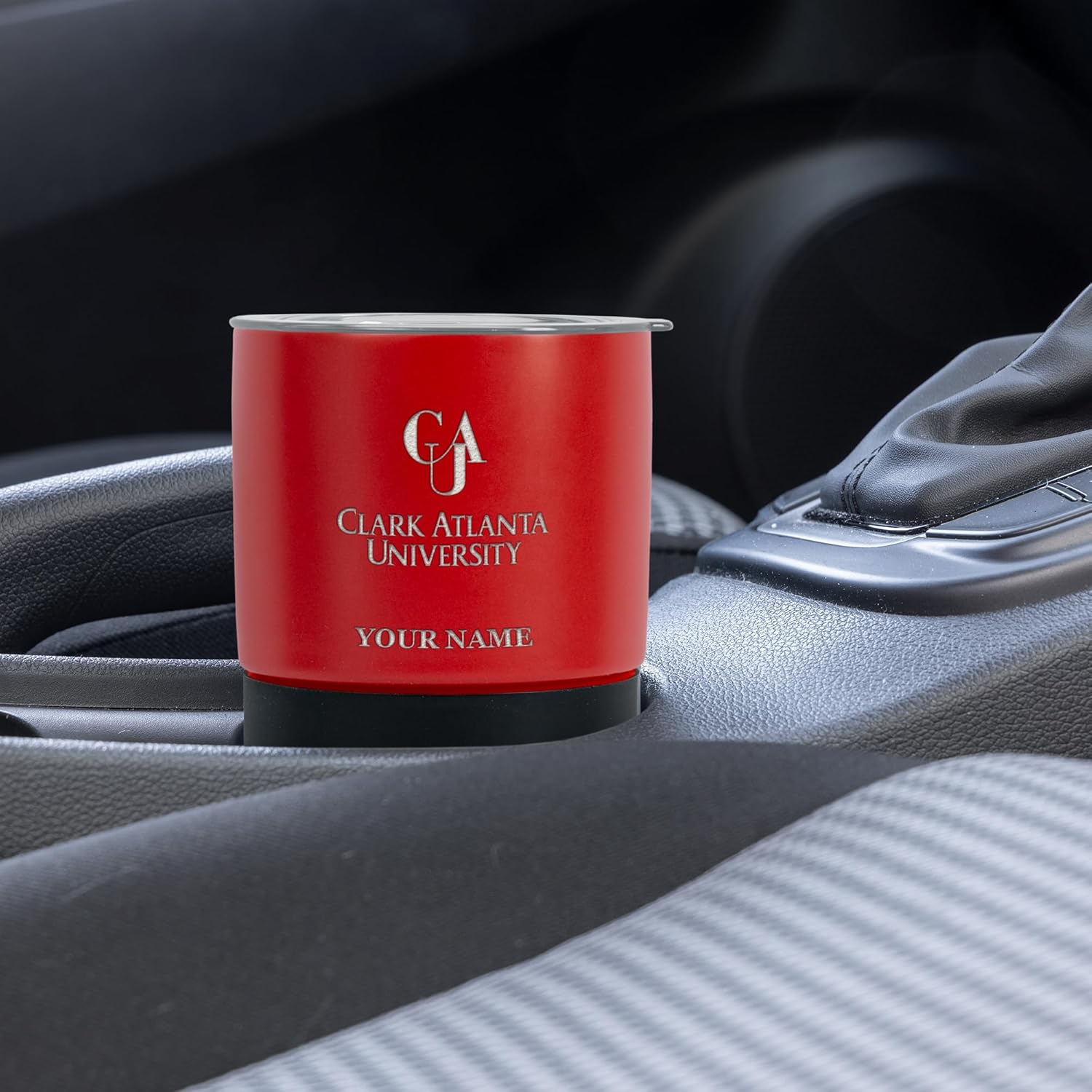 Rico Industries NCAA Clark Atlanta University Panthers Personalized 16oz Red Ceramic Tumbler with Black Silicone Grip, Deep Laser Engraved Logo, Travel Coffee Mug with Slide Lid, Matte Glaze - Image 3