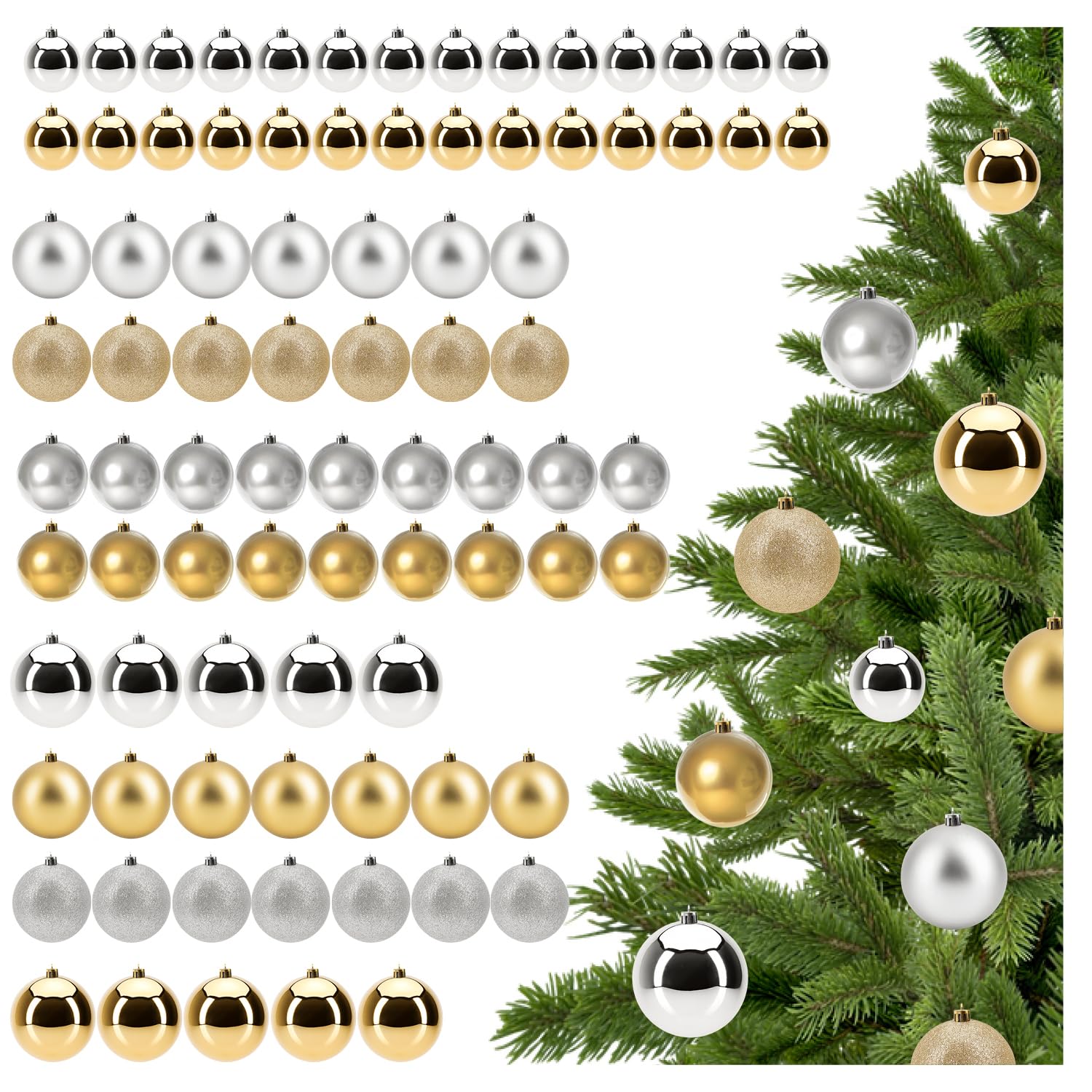 com-four® 84x Weihnachtskugeln, Christbaumkugeln bruchsicher