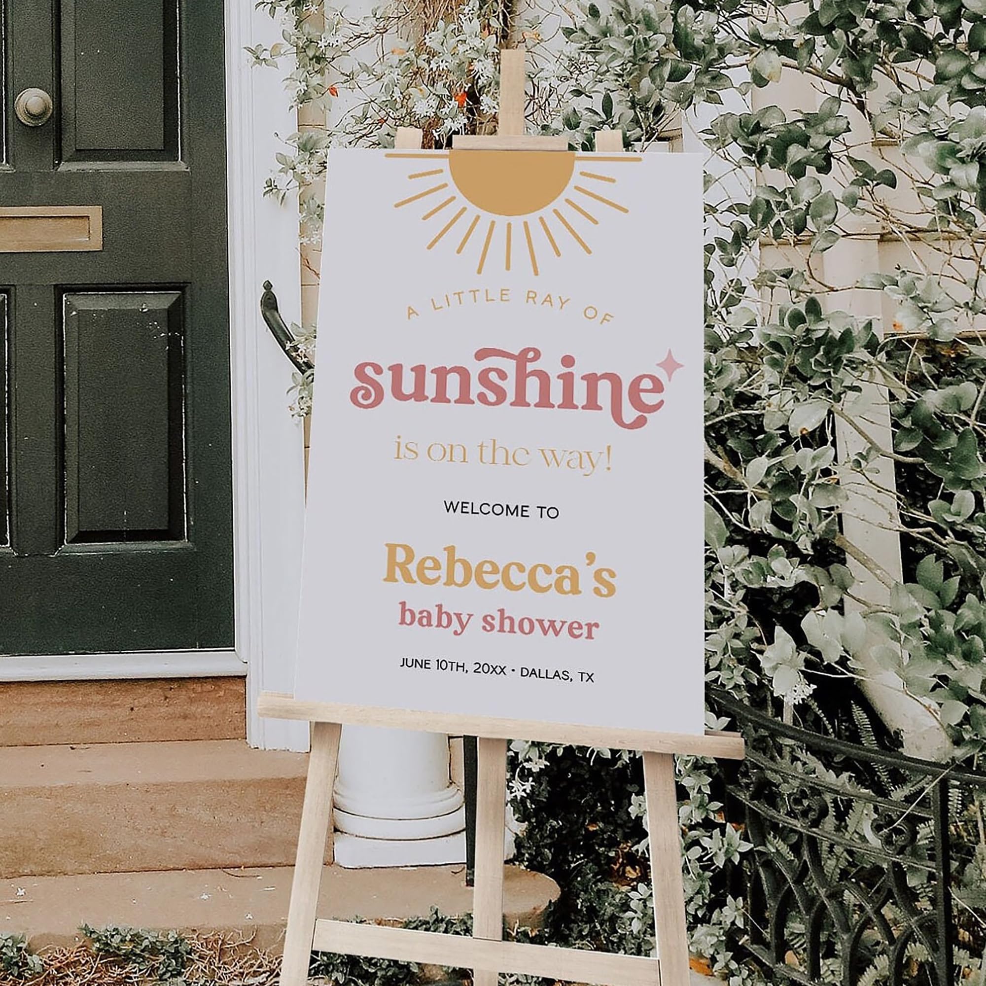 A Little Ray Of Sunshine Baby Shower Welcome Sign, Girl Sun Baby Shower Welcome Poster, Sunshine Baby Shower Welcome Sign, Personalized Plastic Yard Sign 0511_1_1_2