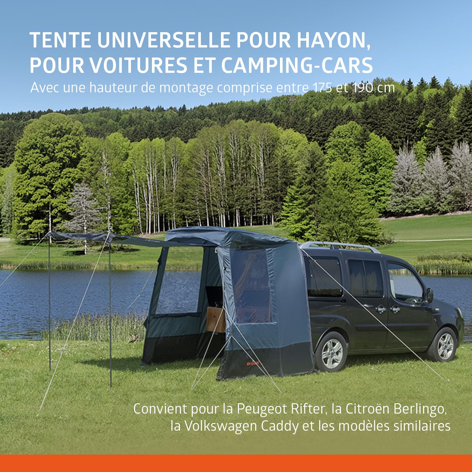 Campout Tente Hayon Voiture – Tente Coffre Camping – 3000 mm Étanche – Espace Abrité Supplémentaire – INCL. Poteaux d’Auvent – Hauteur 175–190 cm