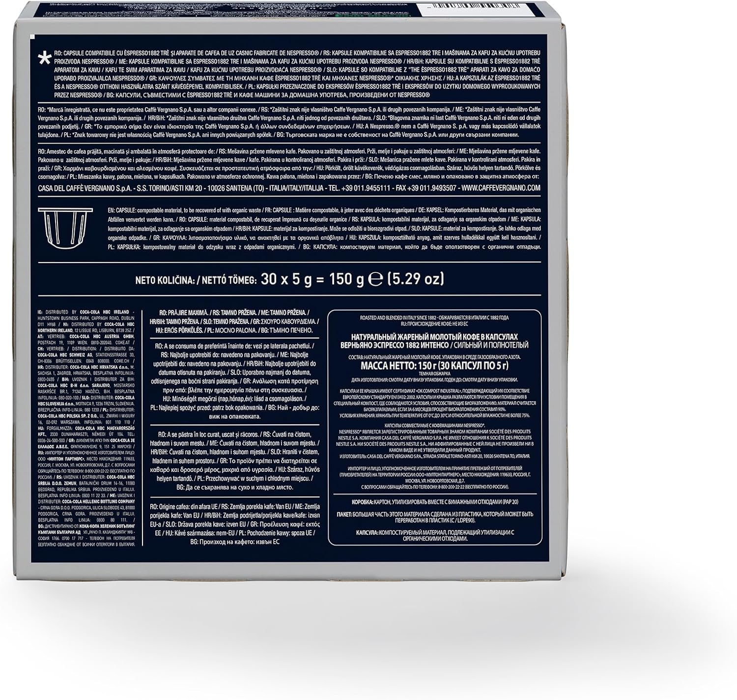 Caffè Vergnano Èspresso1882 - 240 Capsule Caffè Compatibili Nespresso e Compostabili, Intenso- 8 confezioni da 30 capsule - Immagine 5