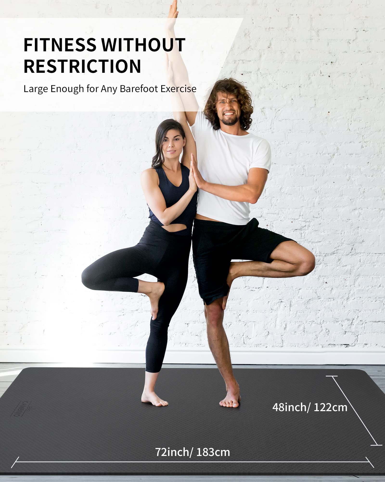 CAMBIVO Tappetino Palestra Grande 183x122cm, 6mm/8mm/10mm/12mm Yoga Mat TPE Extra Largo Antiscivolo, Materassino Pilates per Fitness Esercizi Workout Casa