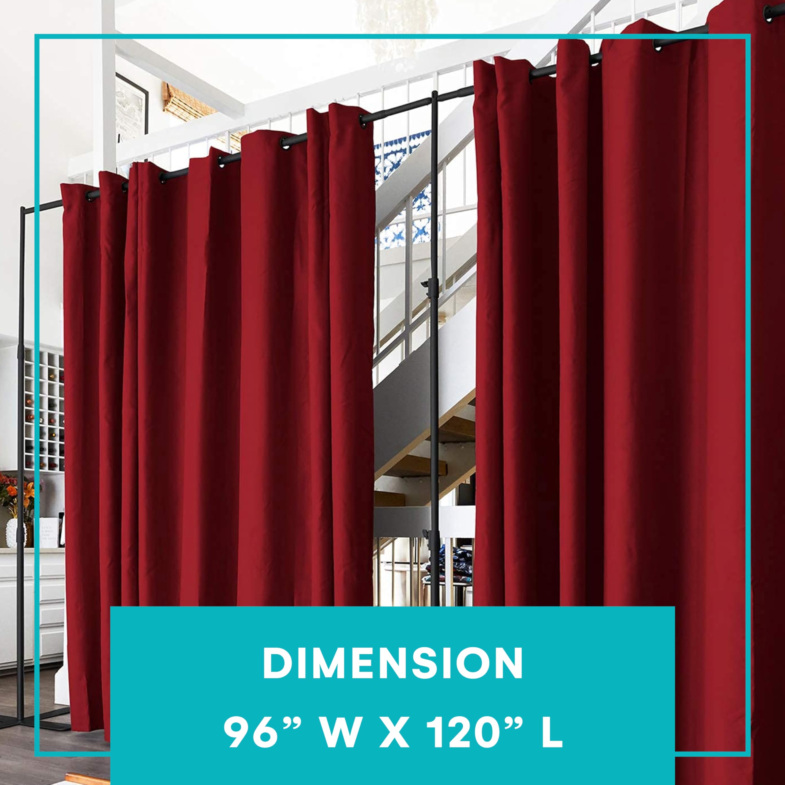 RoomDividersNow Separador de Cortinas, Tabique, 243cm Alto x 304cm Amplio (Rojo)