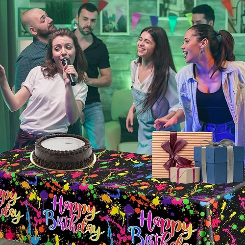 Miniatura 3 de 3 manteles rectangulares para fiestas brillantes, plástico, fáciles de mantener, reutilizables, suministros de fiesta de cumpleaños de neón,