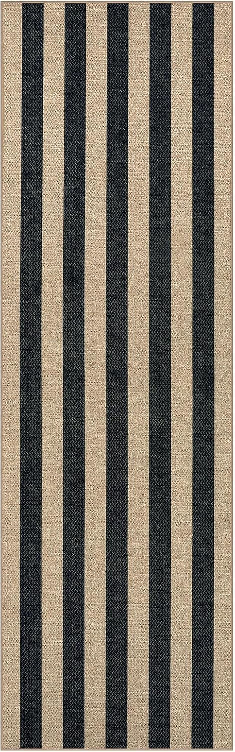 Lahome Striped Easy Jute Kitchen Runner, 2x8 Washable Runner Rug for Hallway Entryway, Farmhouse Non Slip Non Shedding Black Indoor Outdoor Carpet for Entry Porch - Image 8