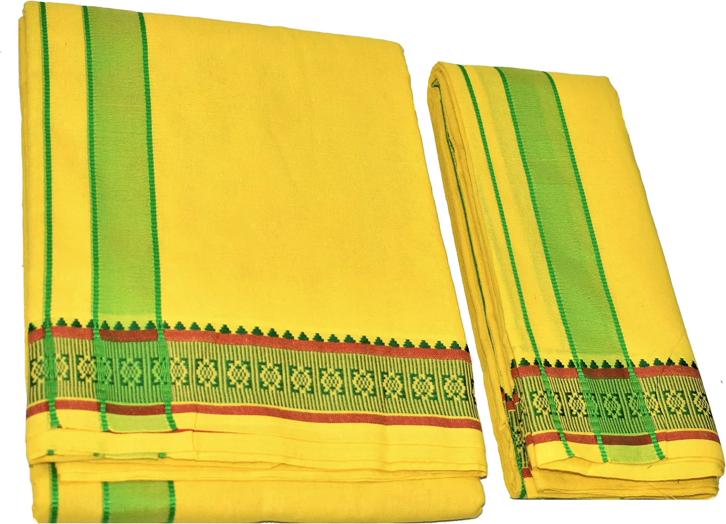 TUNI MANIMen's Panchakacham Dhoti with Angavasthram with Zari Border, Cotton, Size: 9 X 5 (4.0mtr Dhoti, 2.25mtr Towel)