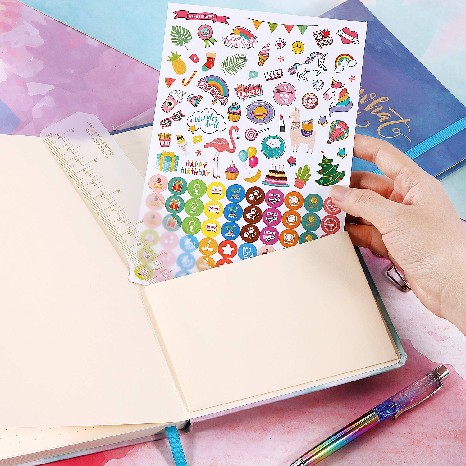 Dotted Bullet Notebook/Journal - Dot Grid Hardcover Notebook, Premium Thick Paper with Stickers and Page Quick Page Finder, 5.75" x 8.4"