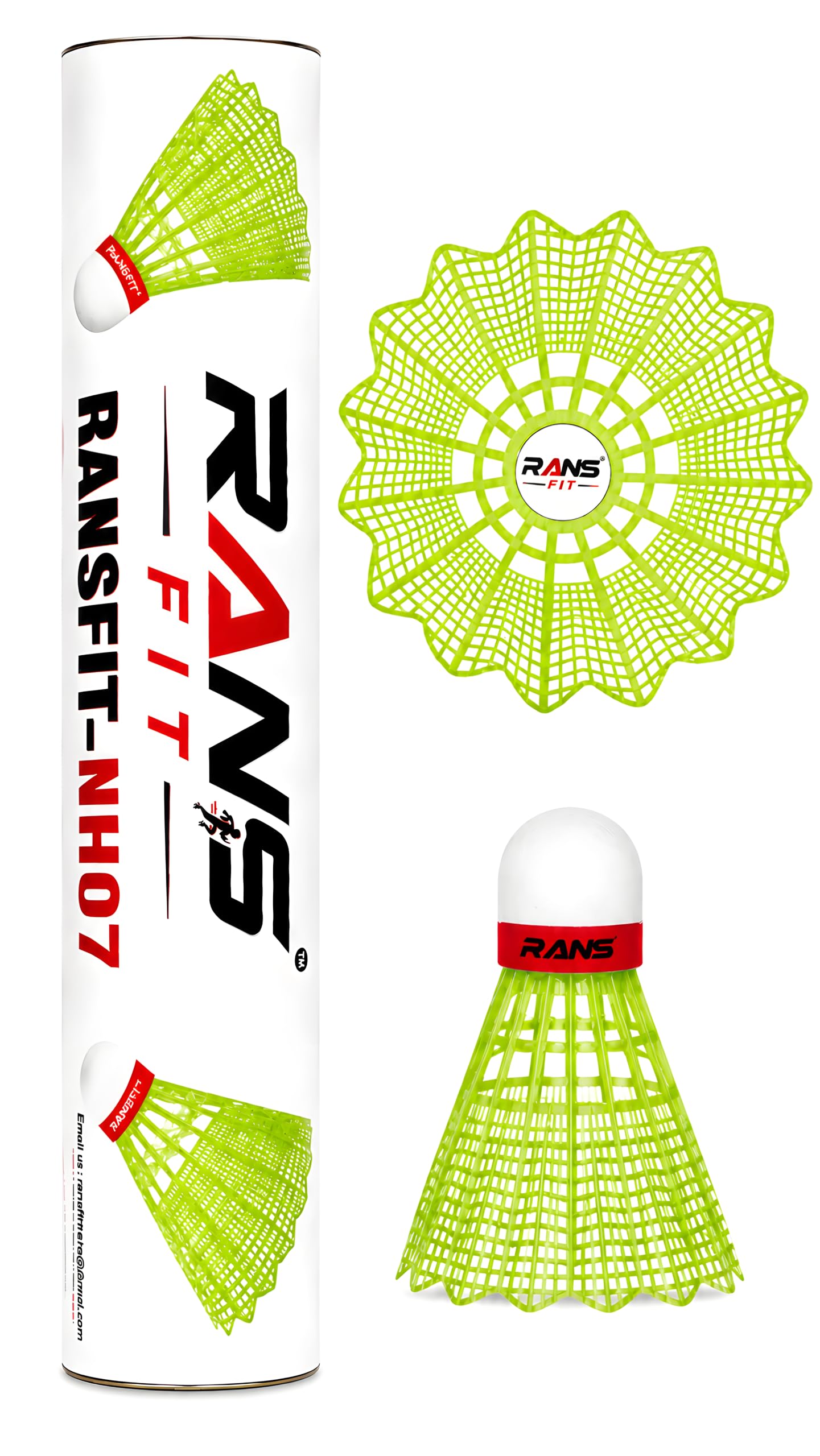 RANSFIT NH07 Nylon Shuttlecock_Green (Pack of 10) | Stable Flight, Lightweight Design, 6.5 cm Upper Width, Practice & Training, All Levels-image-4