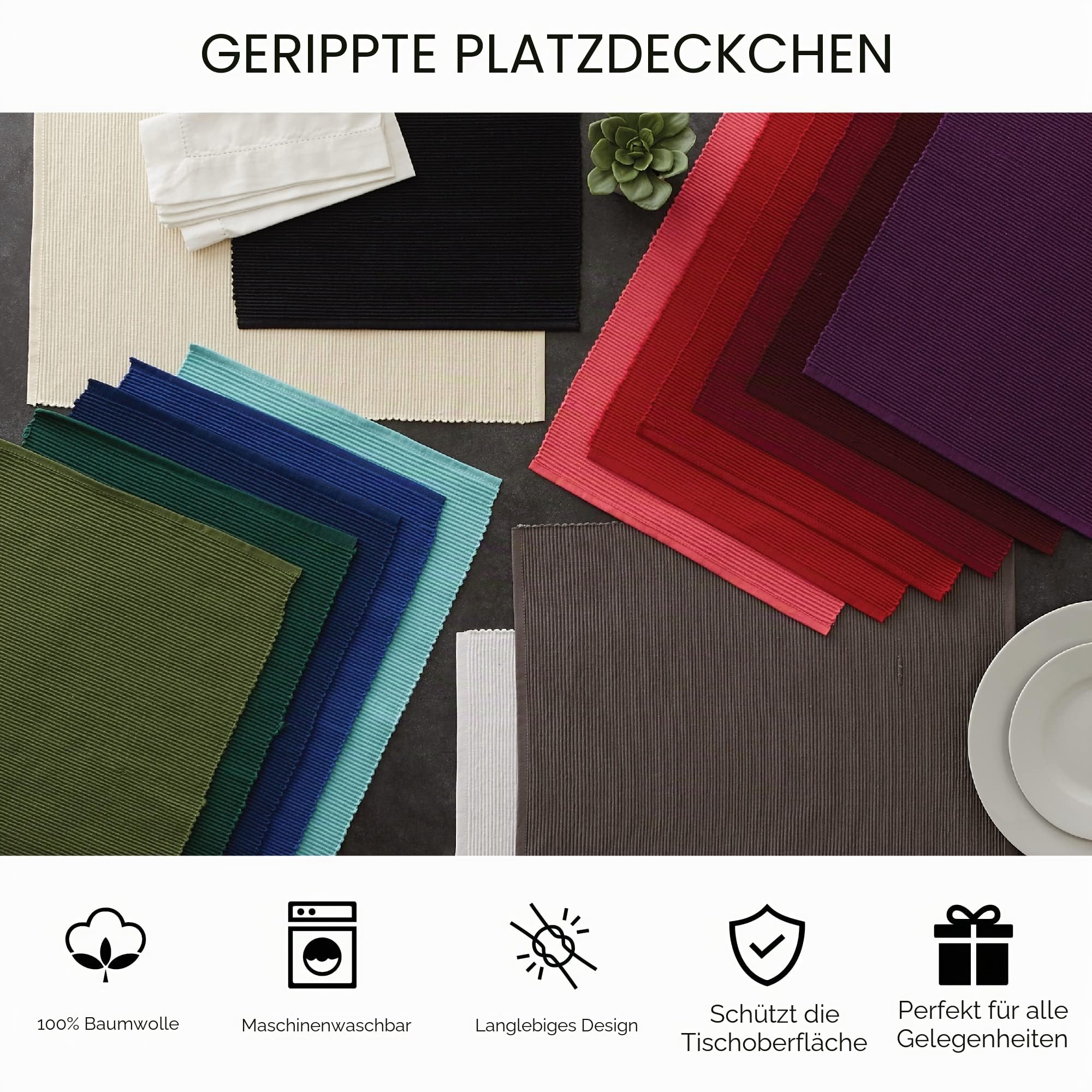 DII Two-Toned Collection Tabletop Platzdeckchen, Baumwolle, Honey Gold, 13x19, 6