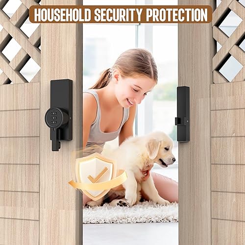 Miniatura 6 de Cerradura de puerta de granero adhesivo de 180 grados, cerraduras de gabinete con combinación, cerradura de puerta deslizante sin llave con