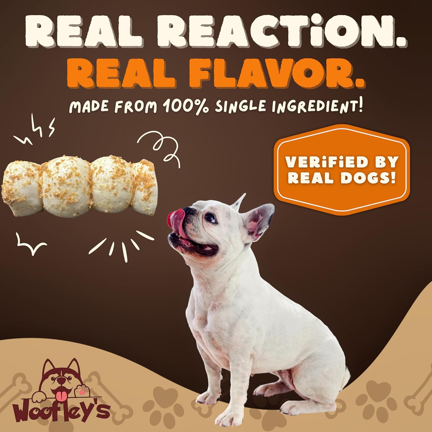 Woofley's 5-6" Bully Dusted Beef Cheek Roll - (5 Count)- Beef Cheek Rolls for Dogs - Long Lasting Natural Dog Chews