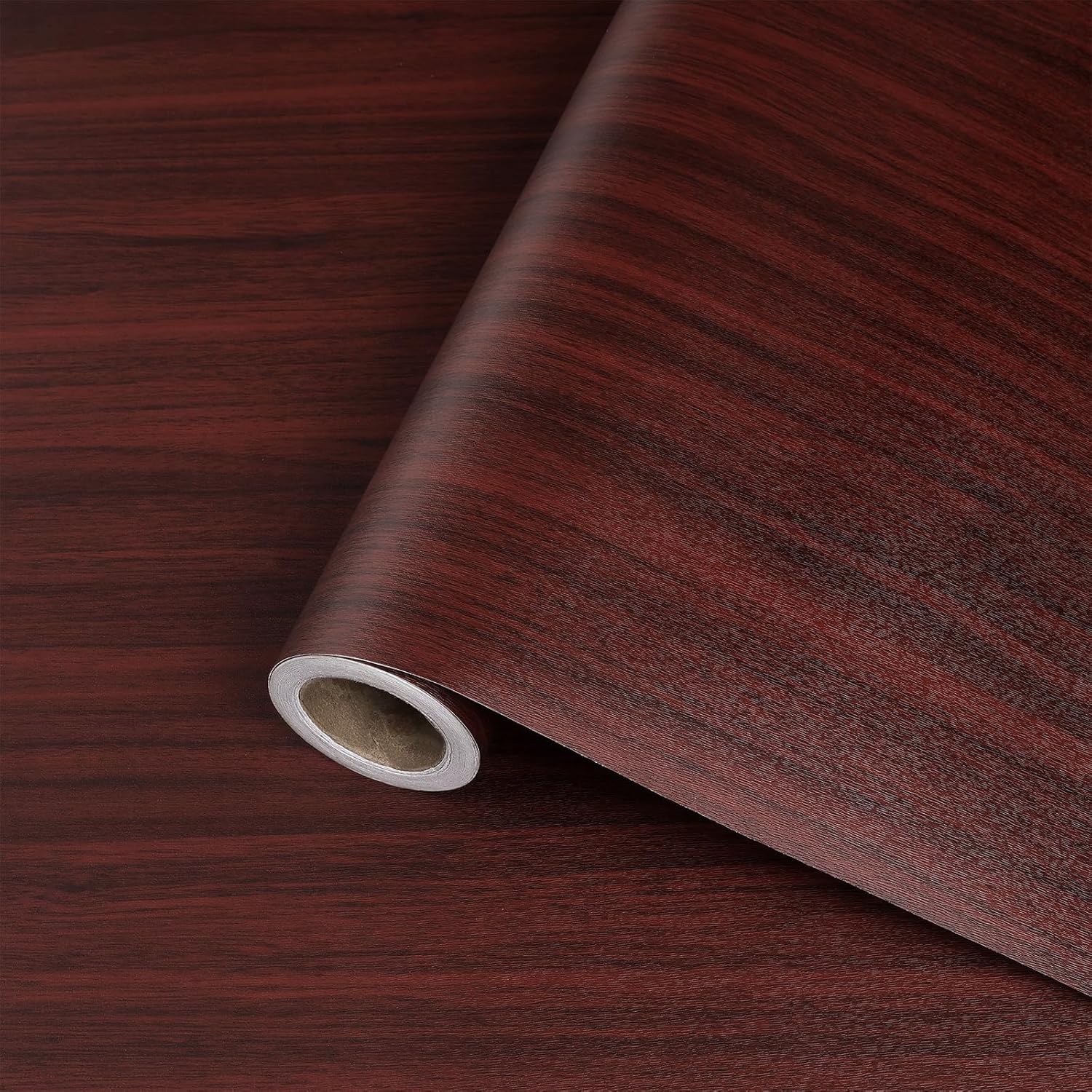 Stickyart Contact Paper Wood Peel and Stick 12"x160" Dark Red Brown Wood Contact Paper Waterproof Mahogany Walnut Textured Wood Grain Wallpaper Vintage Kitchen Vinyl Wrap for Cabinets Shelf Furniture