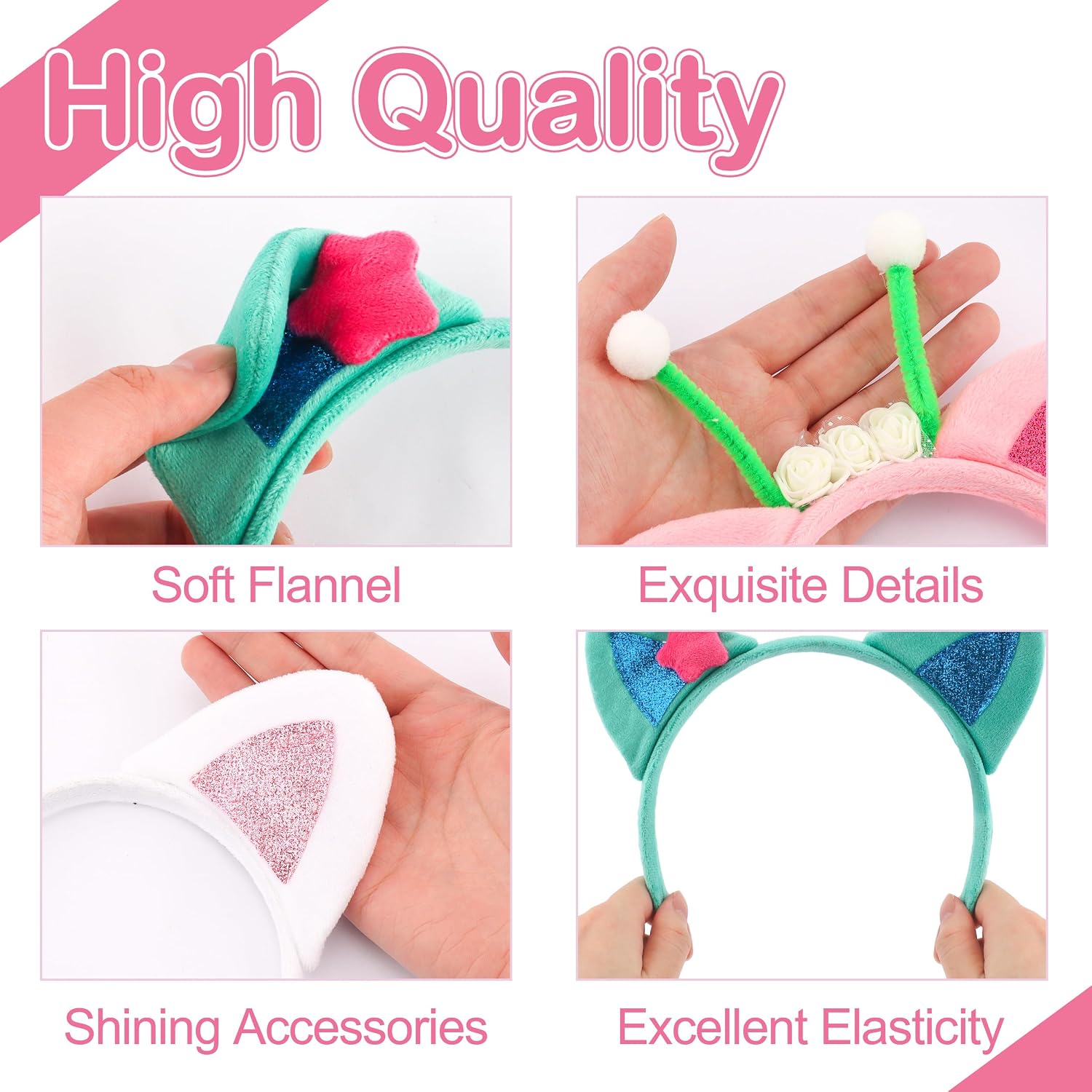 COCIDE 5Pcs Gabby Cat Ears Headband Set Gabbys Ear Hairband Cat Festival Theme Party Decorations Cartoon Gift Cosplay Costume Accessories