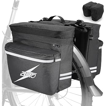 BRO Waterproof Bicycle Bag as Double Bag 34L Bicycle Pannier Rack Bag with Waterproof Rain Cover Bicycle Bag for E-Bikes and MTB
