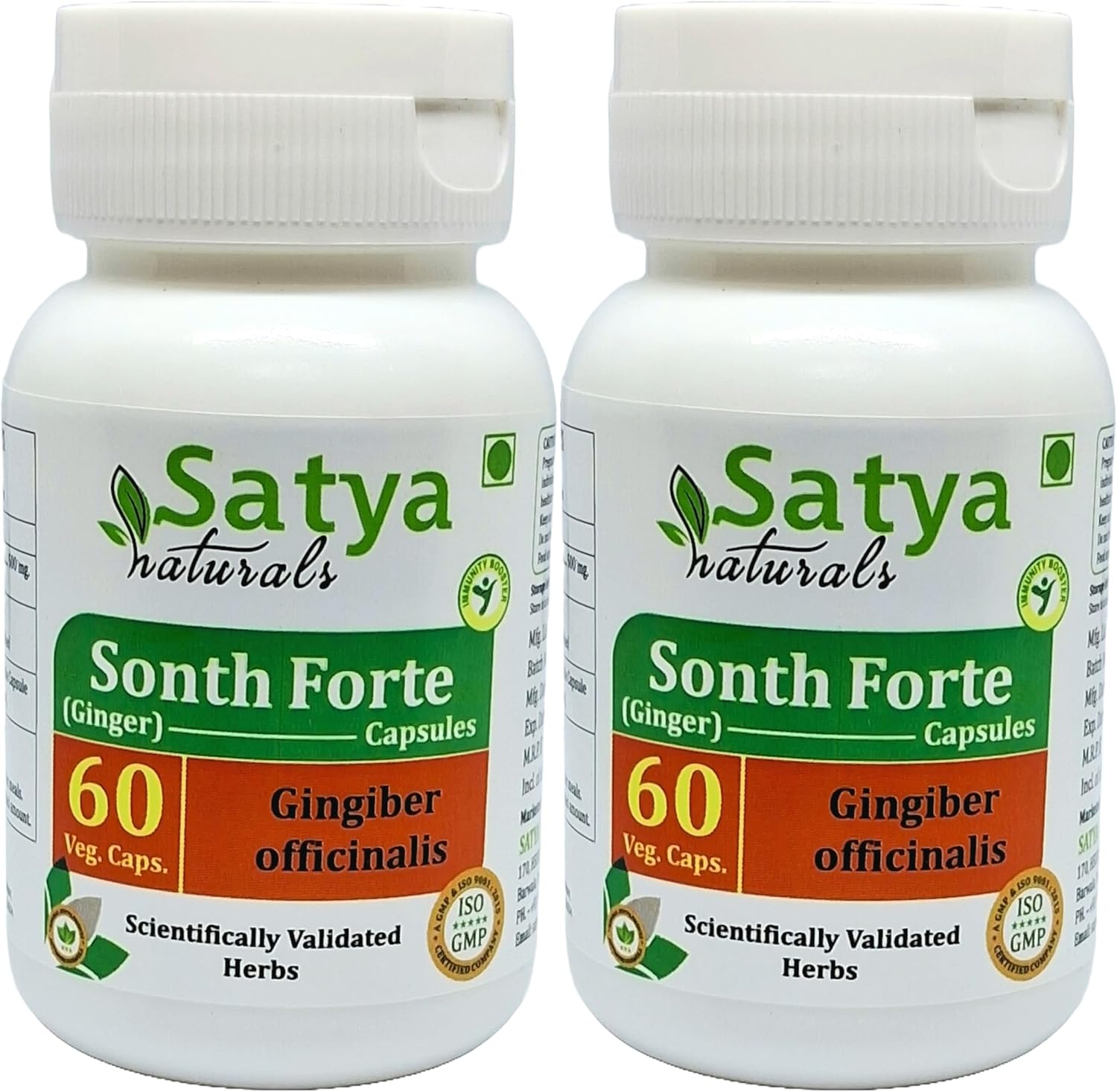 Sonth Forte Capsules 500 mg. 60 Veg. Capsule | Ginger (Gingiber officinale) Extract Capsules for Men and women | Ayurvedic Herbal Supplement/Remedies | 10:1 Forte (4 Bottles of 60 Capsules)