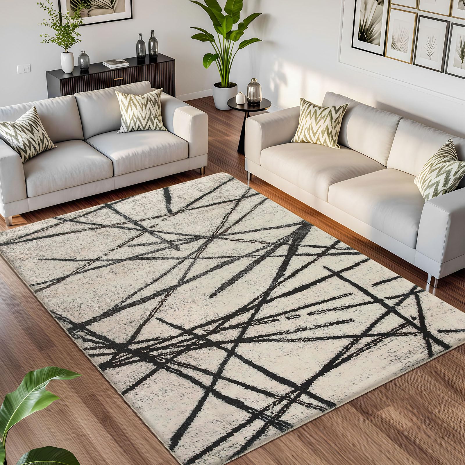 Tapis salon motif abstrait moderne et doux pour votre intérieur
