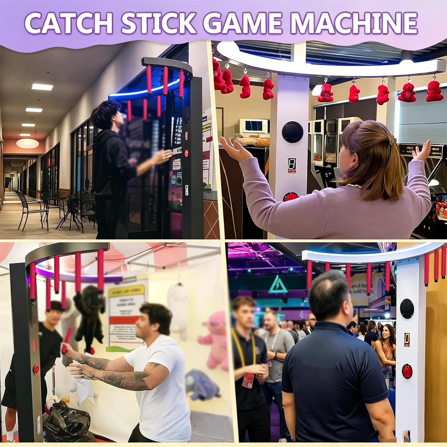 Gra Zręcznościowa Catching Stick, Maszyna Na Monety Do Treningu Koordynacji Ręka-Oko Z Diodami LED, Szybka Gra Zręcznościowa Na Imprezy, Wieczory Rodzinne, Do Użytku Komercyjnego