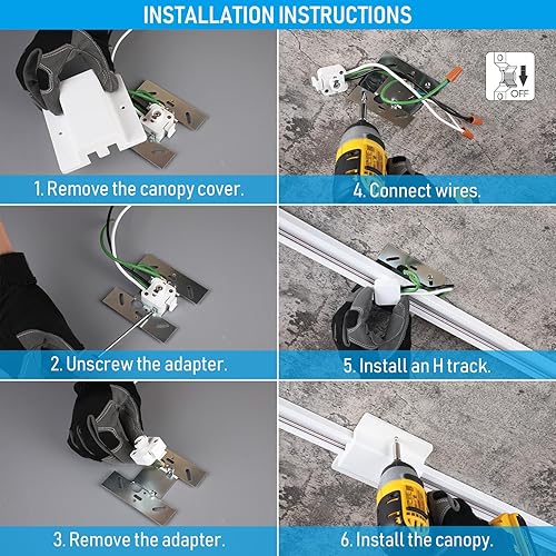 Miniatura 4 de LEONLITE H Track - Conector de toldo flotante, kit de iluminación de pista de 3 cables y 1 circuito único, certificado UL, compatible con sistema de