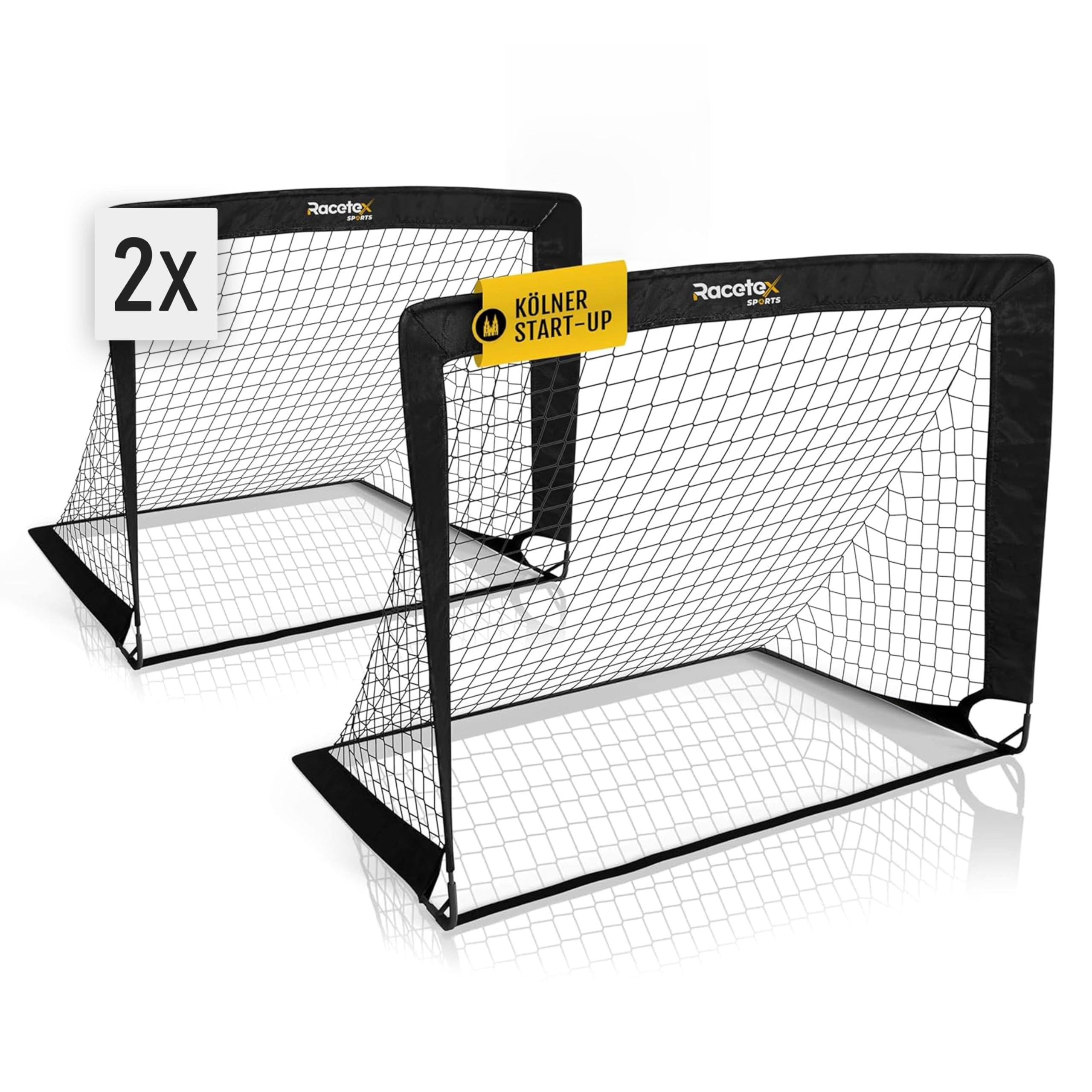 Racetex 2er Fußballtor Kinder Set - Fußball Tore inkl. nützlicher Tasche zum Transportieren - Version mit verstärkten Glasfaserstangen - Fussballtore für den Garten oder Park