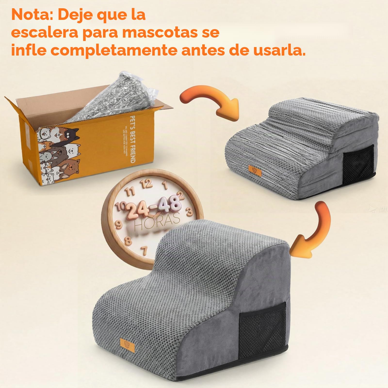 Masthome Escaleras para Perros de 2 Peldaños, Rampa para Perros de Espuma de Alta Densidad, Escalera Mascotas con Cubierta de Felpa Extraíble y Lavable, para Mayores, Gatos y Perro Mediano