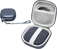 Vista 7 de Funda protectora para bocina Bose SoundLink Micro Bluetooth de WGear, diseño con bolsillo de malla para cable y otros accesorios, correa elástica