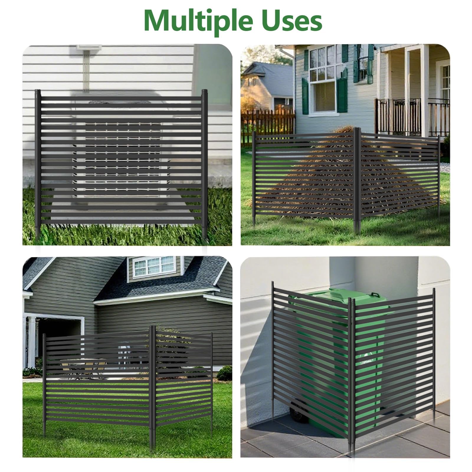 Aptliton Gartenzaun 2 Sets, PE+Metall Steckzaun 180cm(l) x 120cm(h) x 5cm(t), Dekorativer Gitterzaun Ohne Graben, Wetterfeste Tierbarriere Für Garten, Terrasse, Blumenbeet, Hof, Schwarz