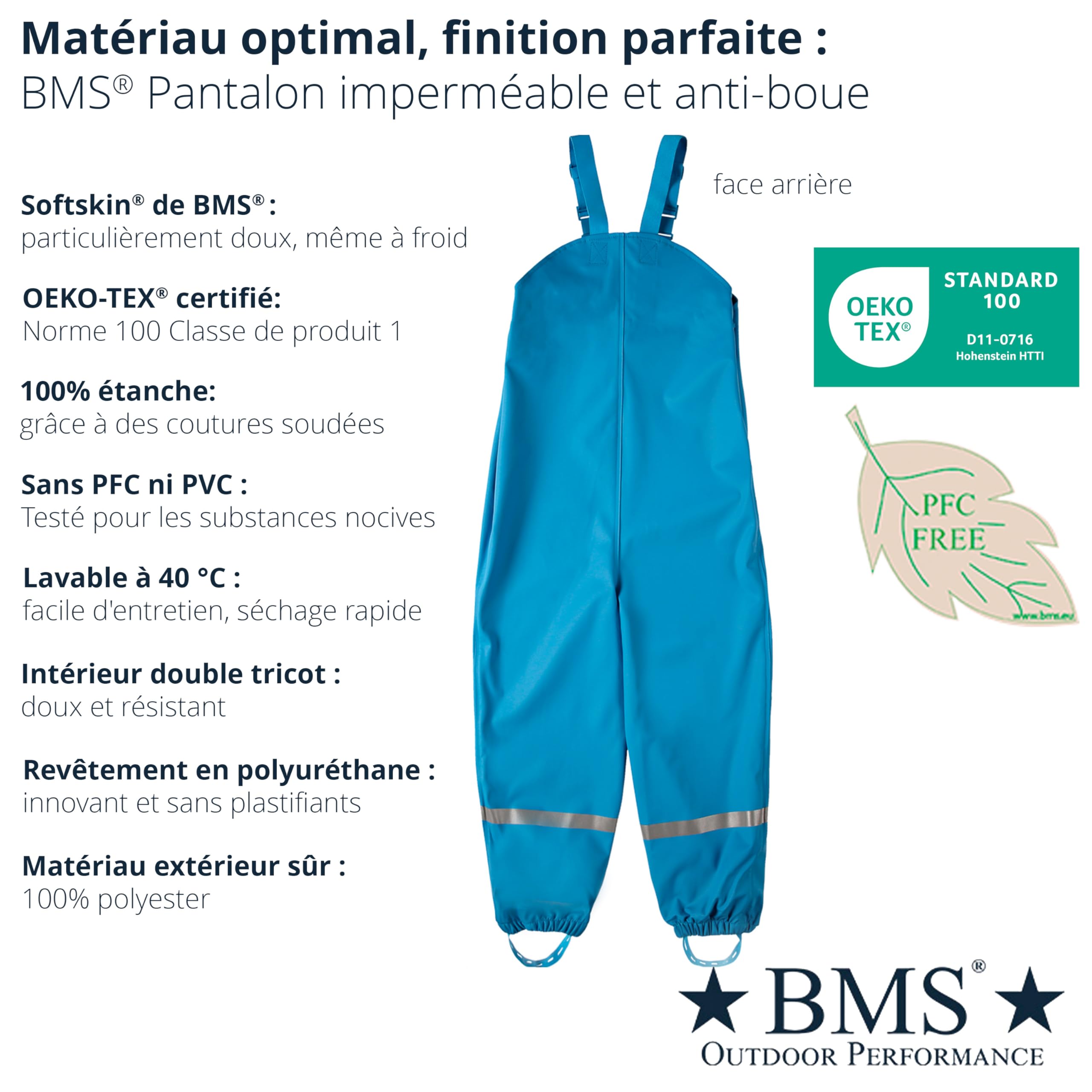 BMS Salopette de Pluie, ciré imperméable, pour Enfants,