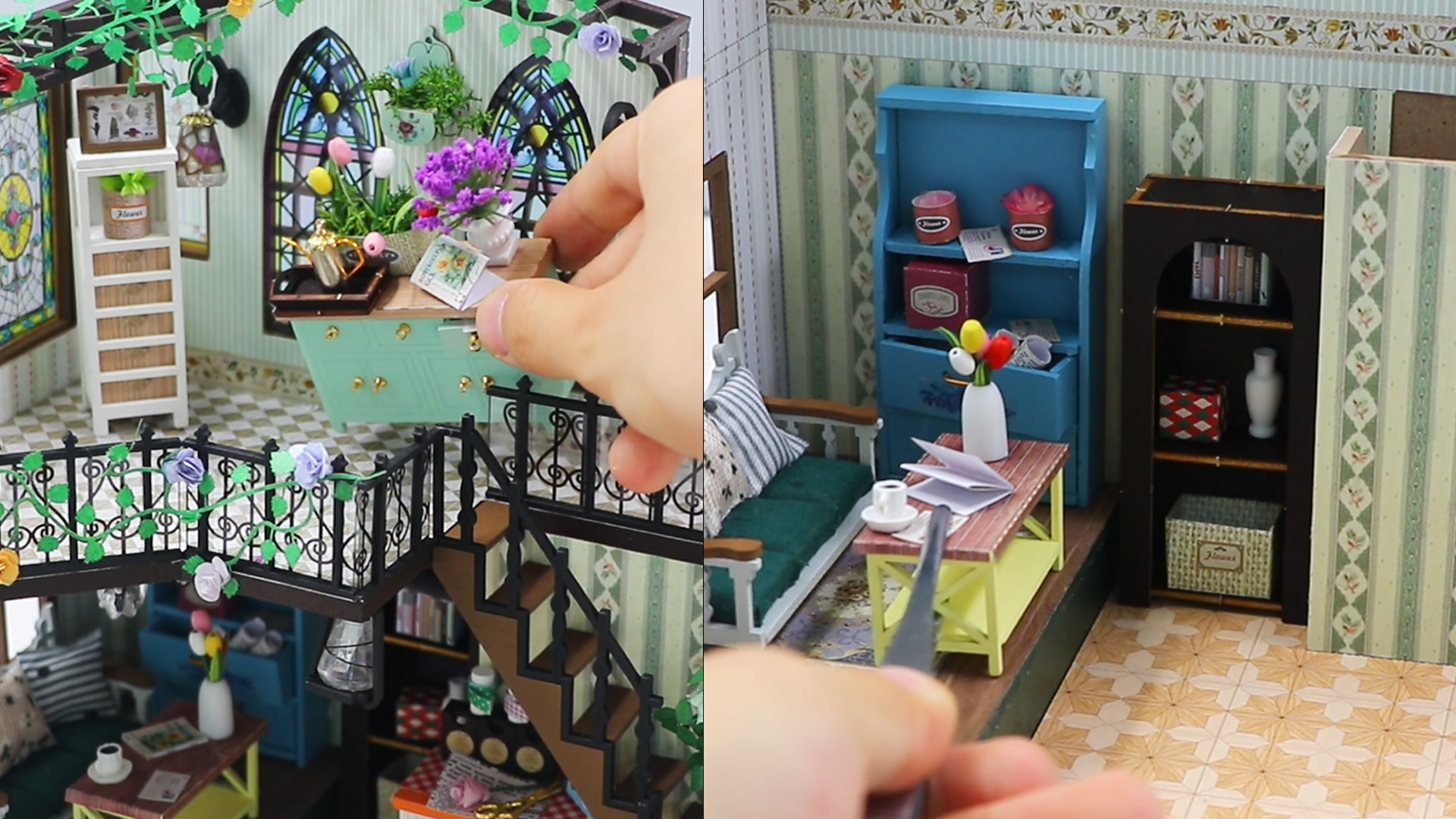 Book Nook Jardin Ensoleillé - Kit Puzzle 3D En Bois Découpe Laser, Serre Florale Avec LED Pour Déco Bibliothèque, Cadeau DIY Adulte/Ado 14+ (32x21x5,5 Cm)