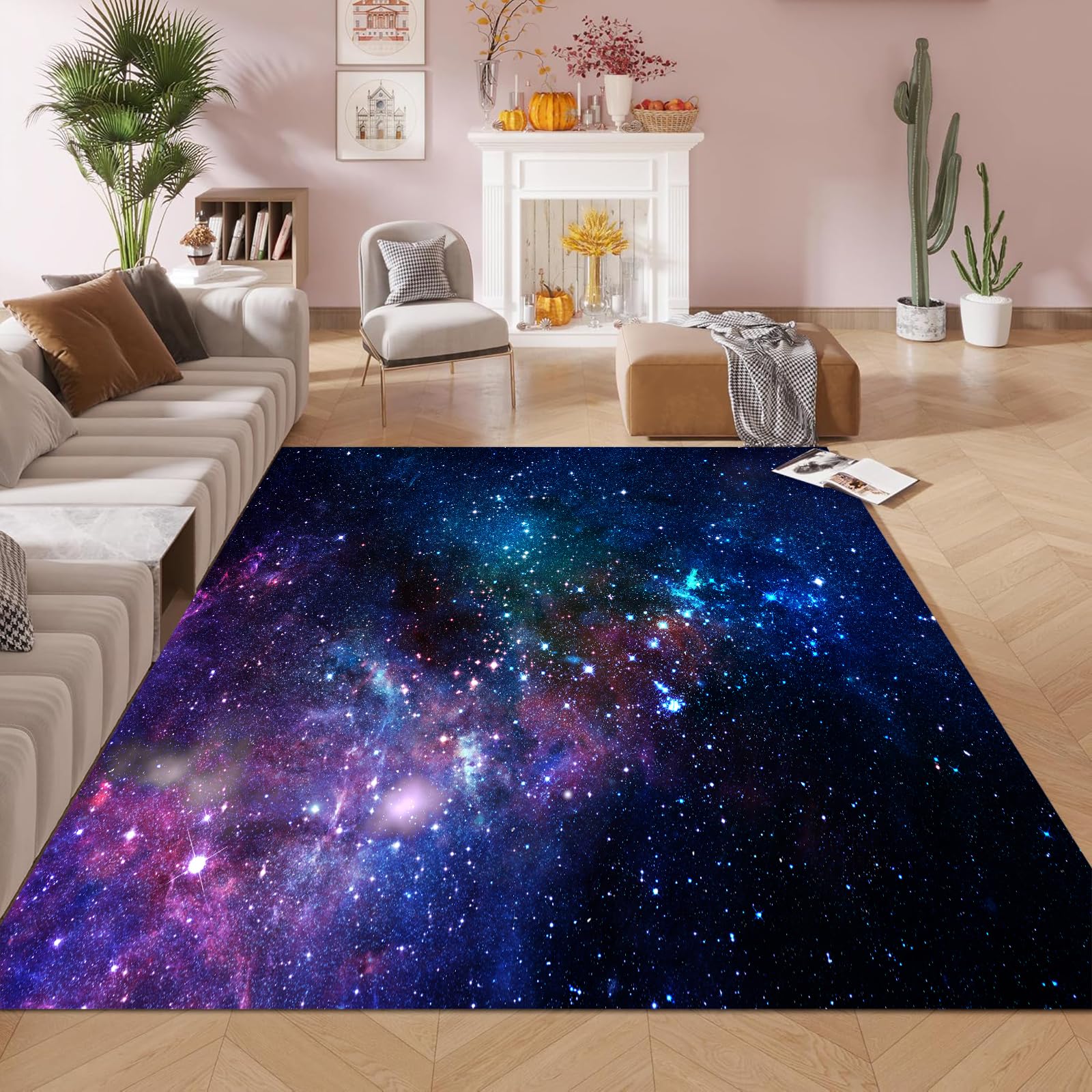 kxry 2 * 3 Feet Galaxy Soft Area Rugs for Kids Girls Boys Blue and Purple Outer Space Starry Sky Universe Floor Carpet for Living Room Bedroom Dorms Nursery Rooms Home Decor Aesthetic โ image 1