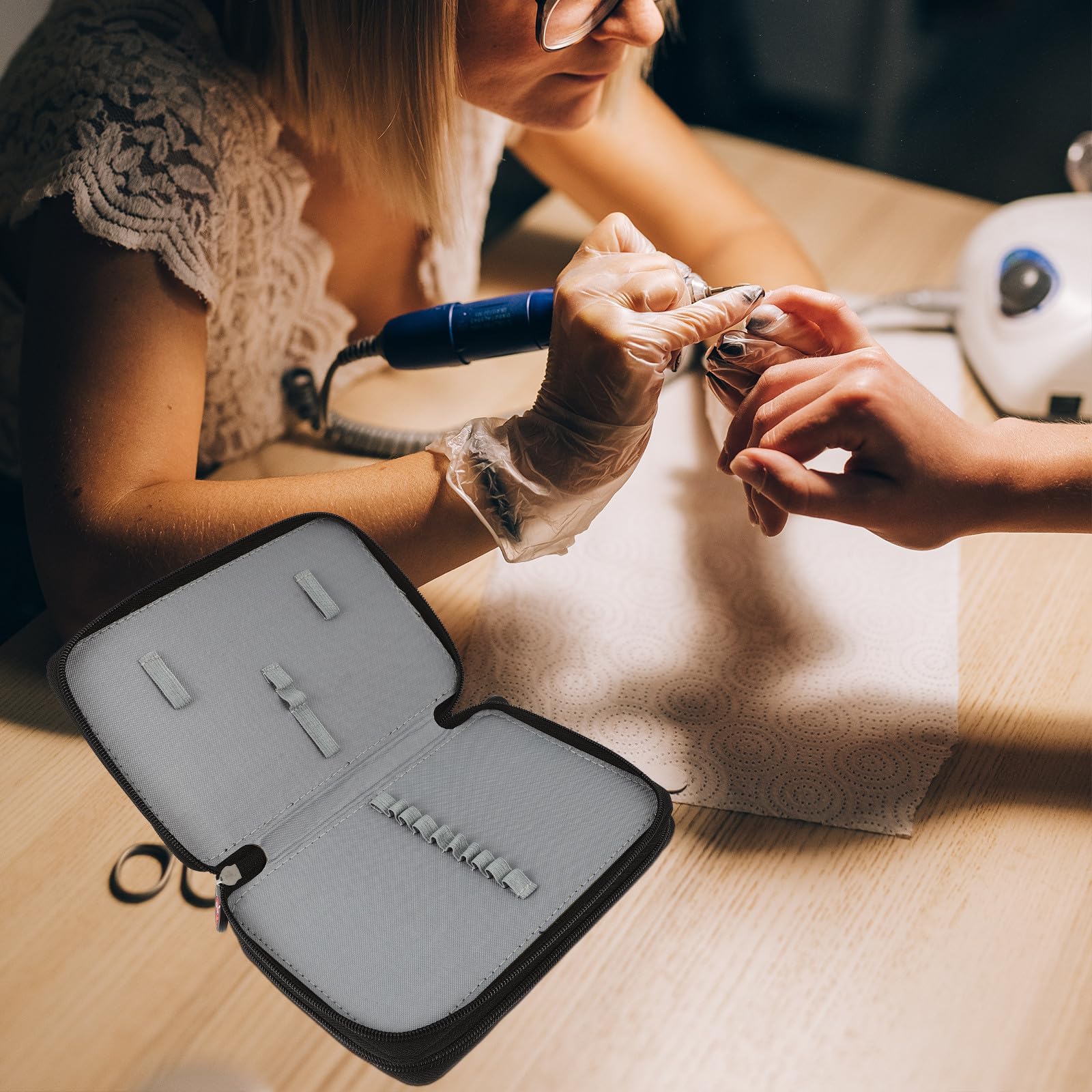 Borsa Porta Attrezzi per Manicure Nero, Resistente e Portatile, Capacità per 35 Penne da Nail Art, per Impiego Domestico in Negozio