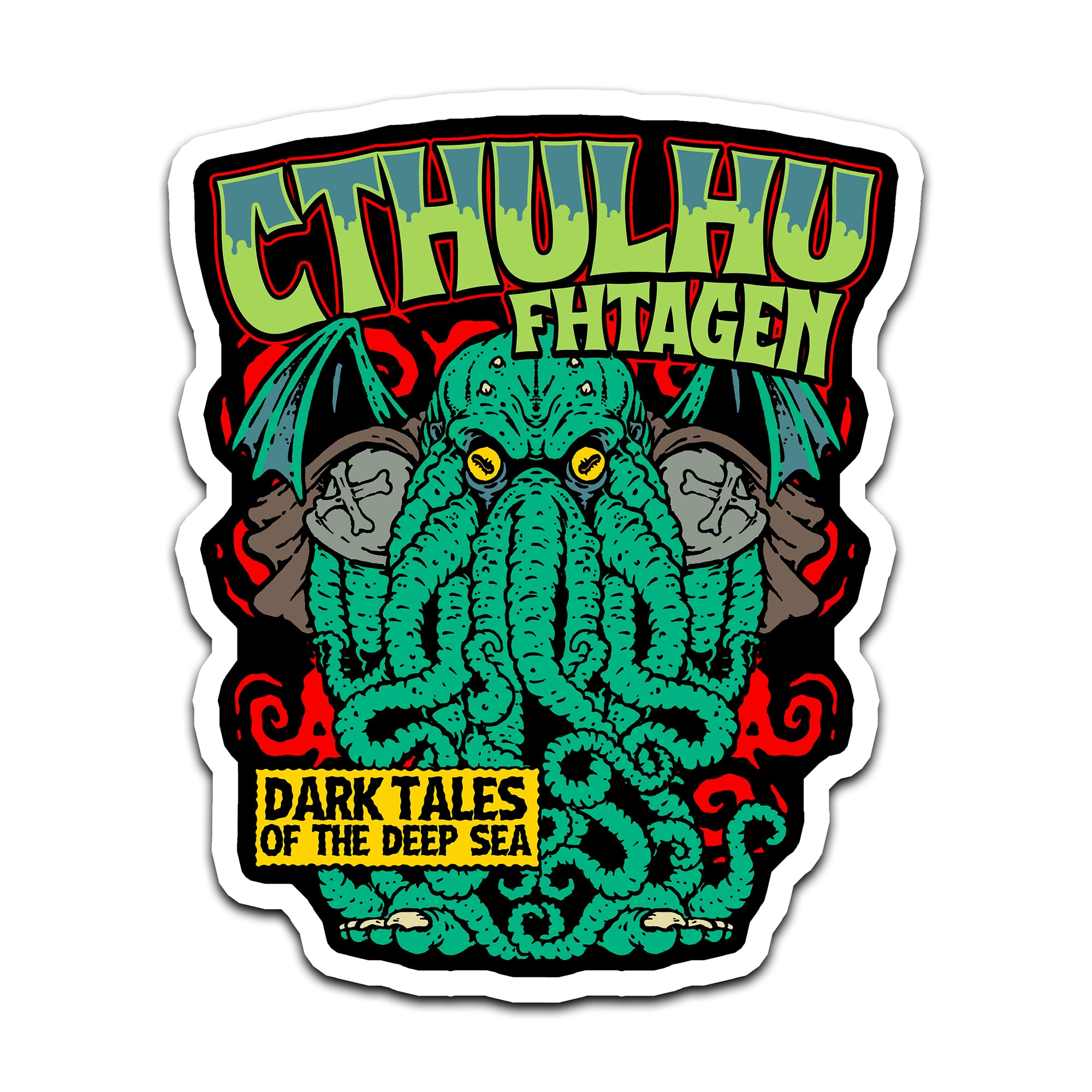 4" Cthulhu Fhtagen Lovecraft Horror Sticker Lovecraftian Goth Horror Punk Sticker, Waterproof Vinyl Sticker for Car, Auto, Water Bottles, Phone Case,