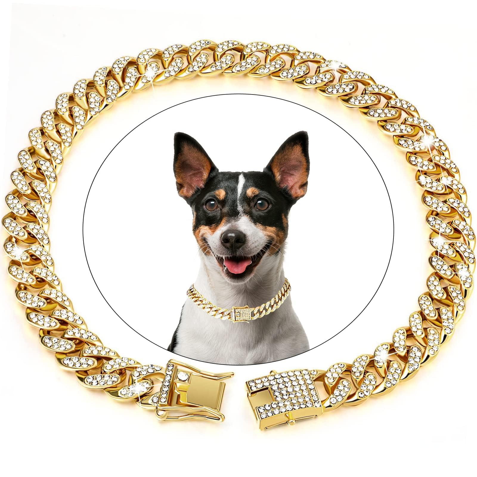 1PC Golden Dog Collar, 14 Inches (35cm) Adjustable Pet Collar