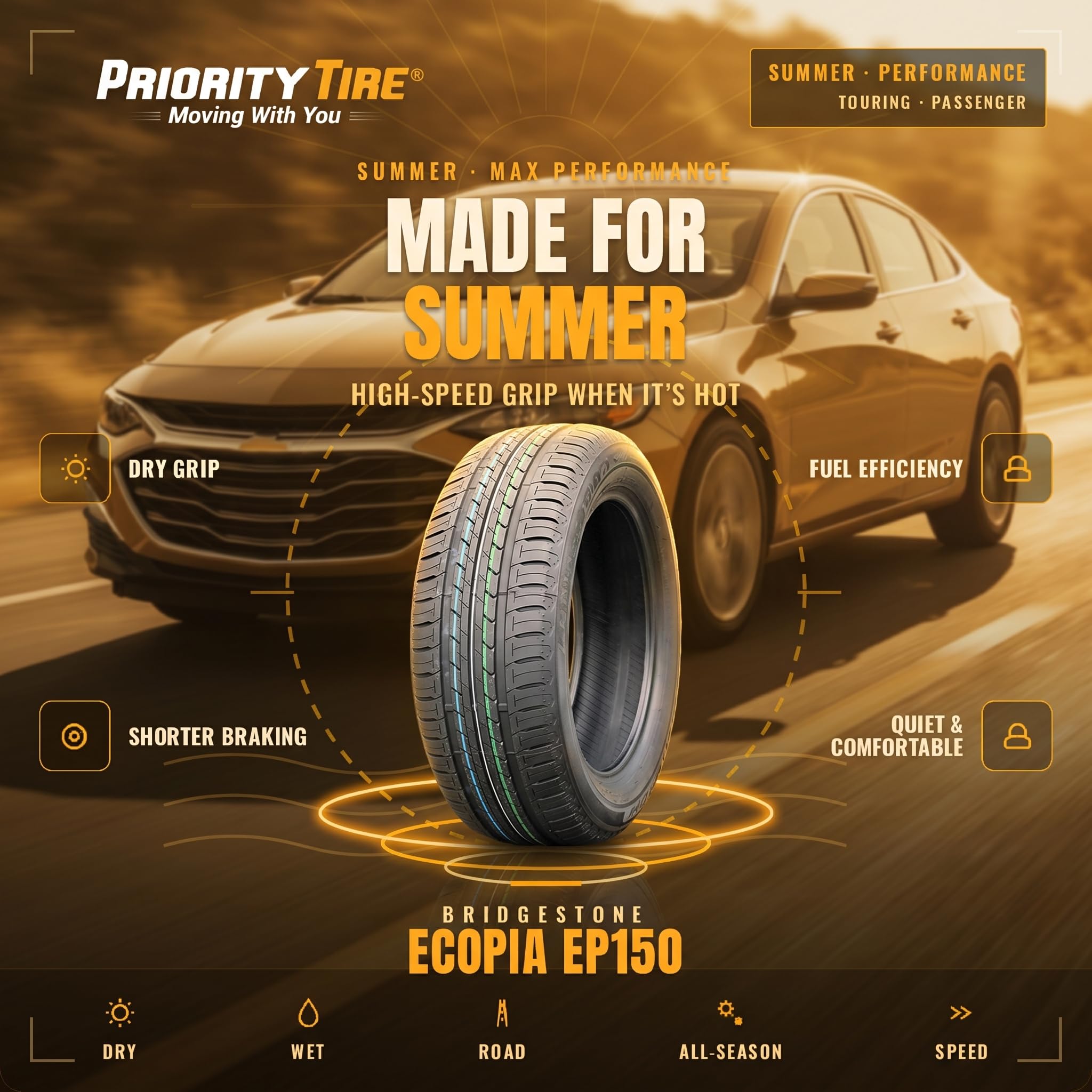 Amazon.com: Bridgestone Ecopia EP150 185/65R15 88 T : Automotive
