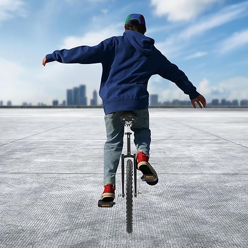 Miniatura 34 de Monociclo de rueda, bicicleta de una rueda con borde y pedales, monociclos de acero modernos para edades unisex de 10 a 60 años, entrenamiento