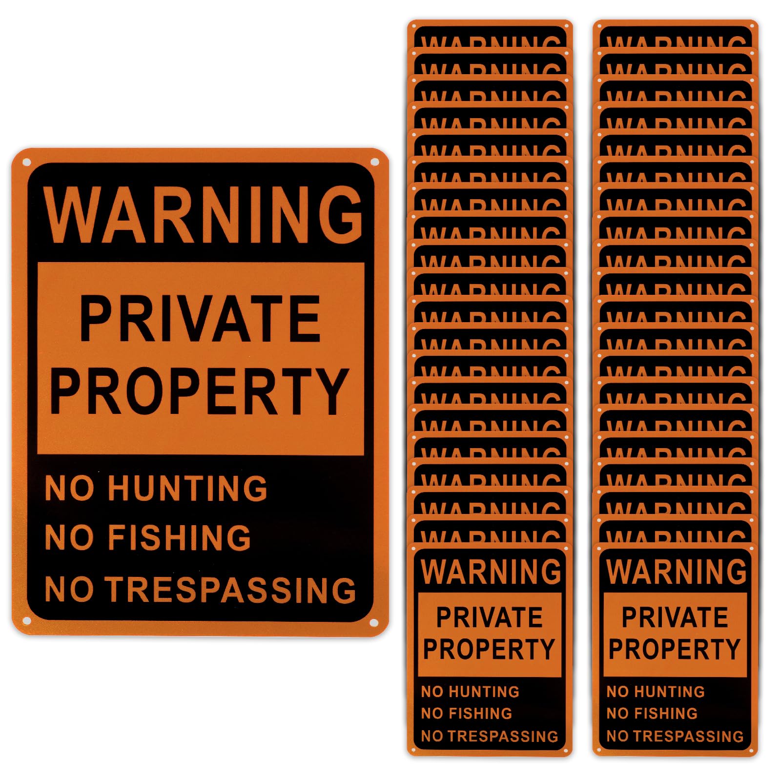 Señales reflectantes de aluminio para advertencia de no intrusión, propiedad privada, resistentes a la intemperie, 10 x 7 pulgadas, para advertencia, no caza, pesca, interior y exterior (40 unidades
