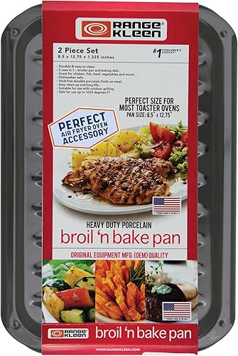 Range Kleen BP106X - 2 moldes de porcelana para asar y hornear de 1275 x 85 pulgadas color negro