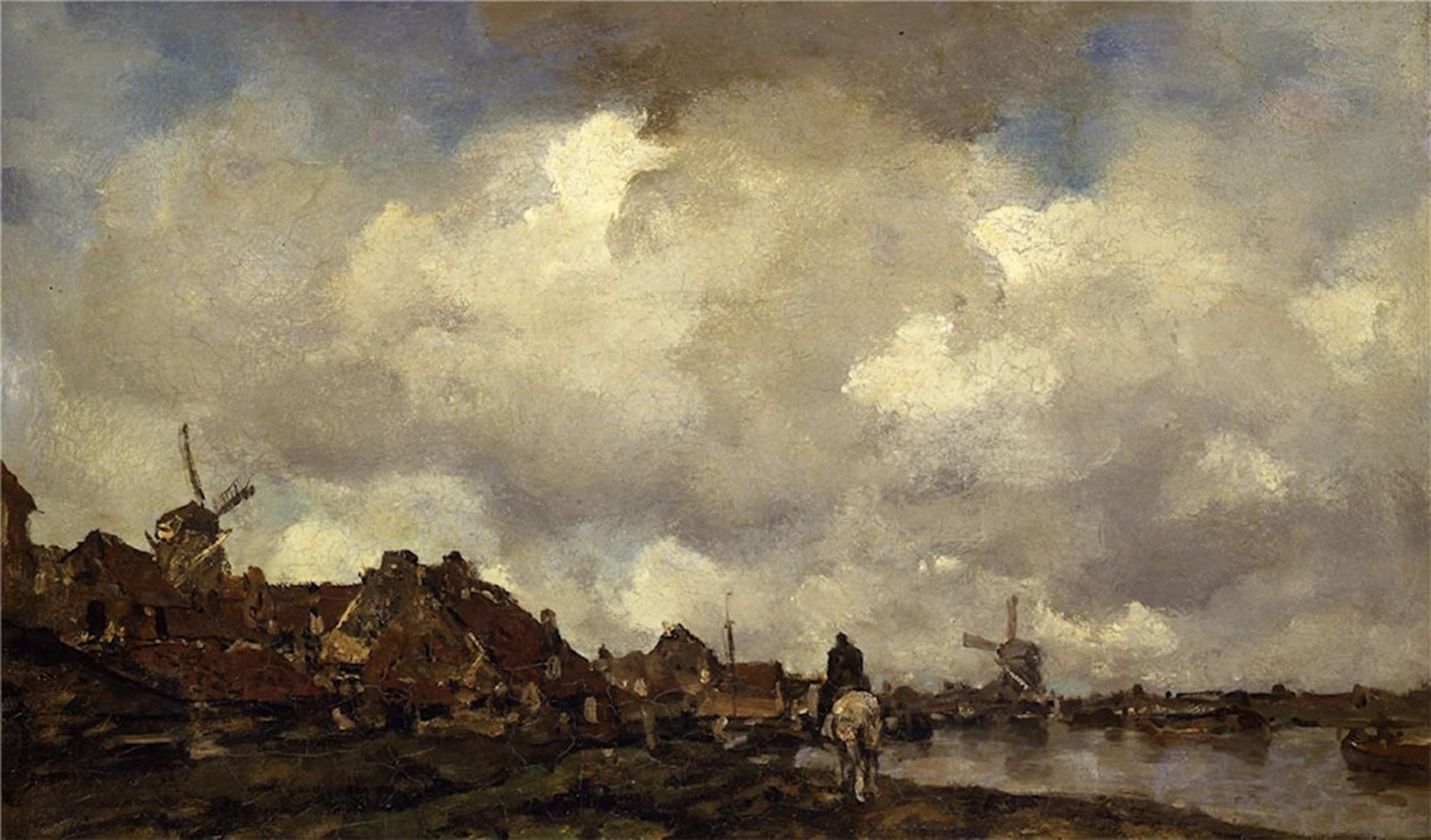 SERENDIPITP Retro Picture Poster Wall Art Pictures Painting Village Near Schiedam by Jacob Henricus Maris Wall Art Canvas Print for Wall Decor 60x90cm