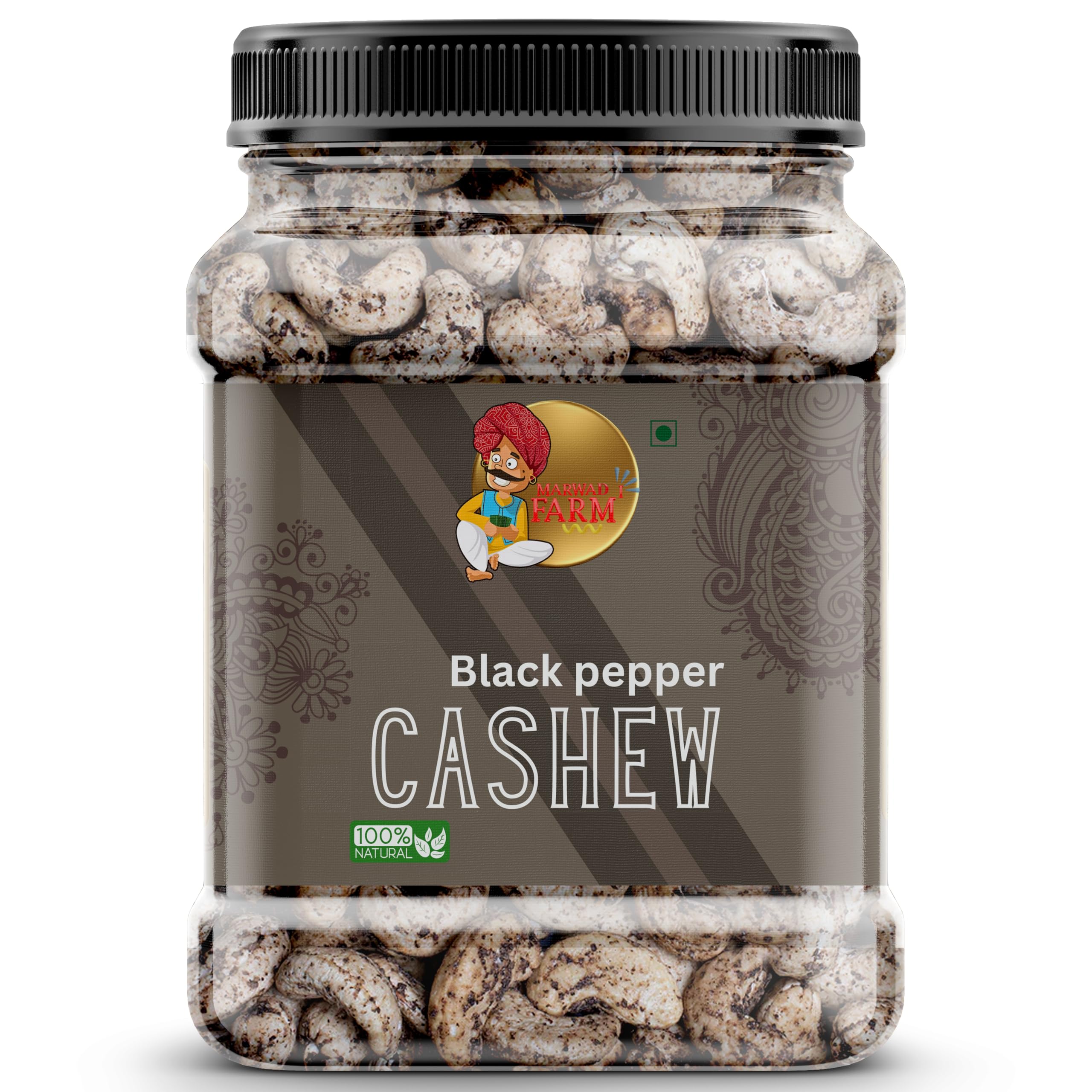 MARWADI FARM Pure & Natural Black Pepper Cashew - 1 kg | Dry Roasted & Salted Black Pepper Kaju | Healthy Tasty Cashew | Dry Nut | Crunchy & Delicious | Premium Cashew Snacks | Masala Kaju (B0D8FQJSXK) Amazon Price History, Amazon Price Tracker