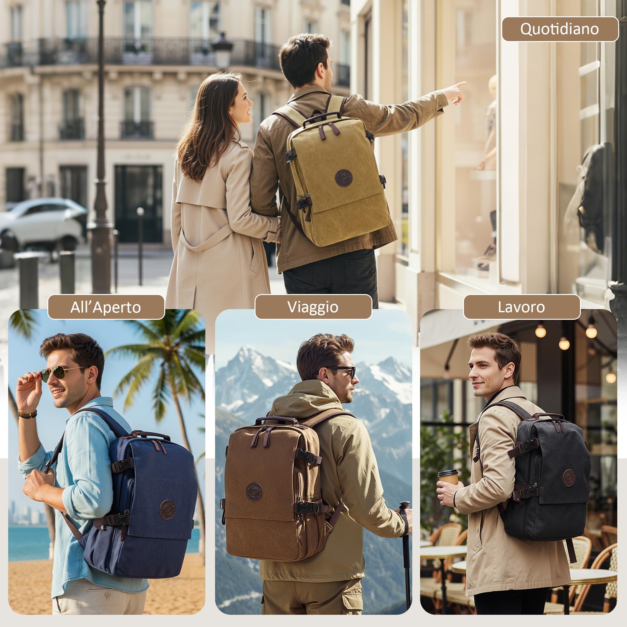 Zaino per Laptop Uomo Tela Zaino Viaggio Adatto per Laptop da 15.6 pollici Outdoor College Campeggio Lavoro Casual Alpinismo Grande Capacità Durevole Blu