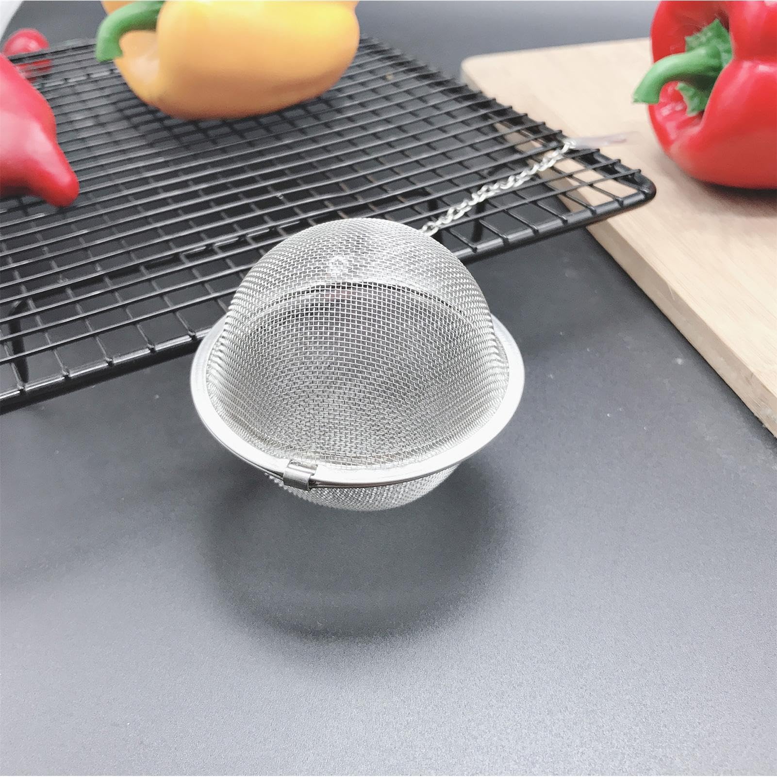 Infusores de bolas de té a granel, filtro de bolas de té,Bola de té de malla con cadena | Colador de té de acero inoxidable para té suelto, infusor reutilizable con cadena de té caliente, f