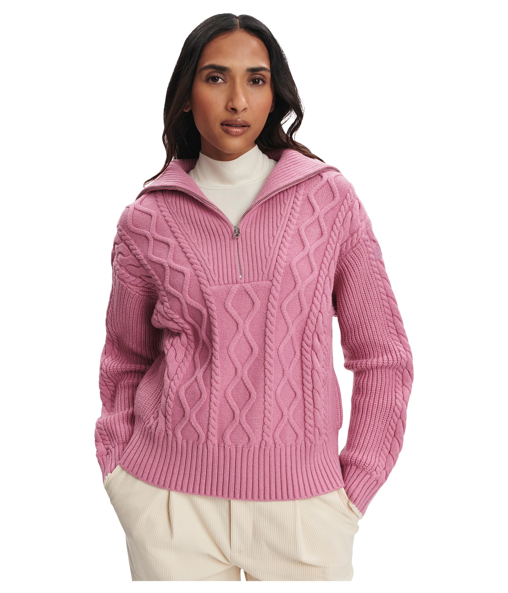 Varley Womens Didi Relaxed Cable 1 2 Zip