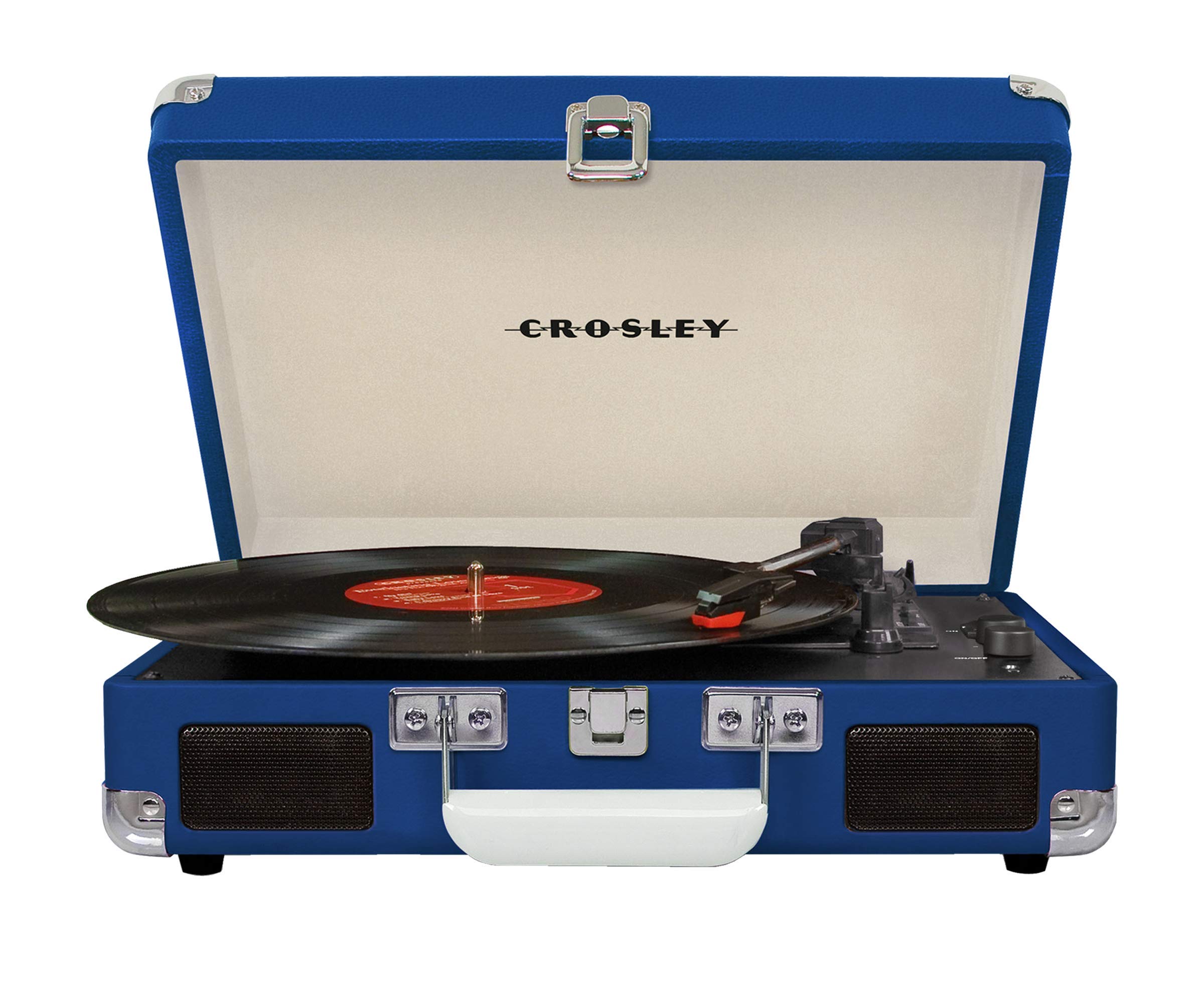 CrosleyCruiser Deluxe Vintage 3-Speed Bluetooth Suitcase Turntable, Blue