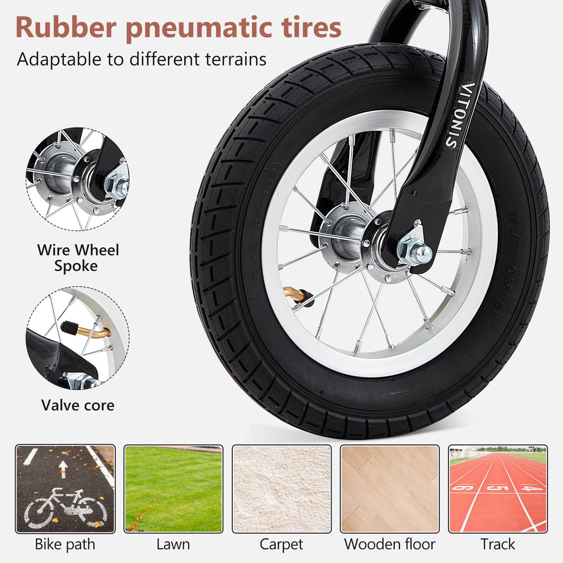 VITONIS balance bike Bicicletta Bambini Senza Pedali per 1,5-4 Anni Fino a 35 Kg, Sedile regolabile, sicuro e ultraleggero per bambini e bambine