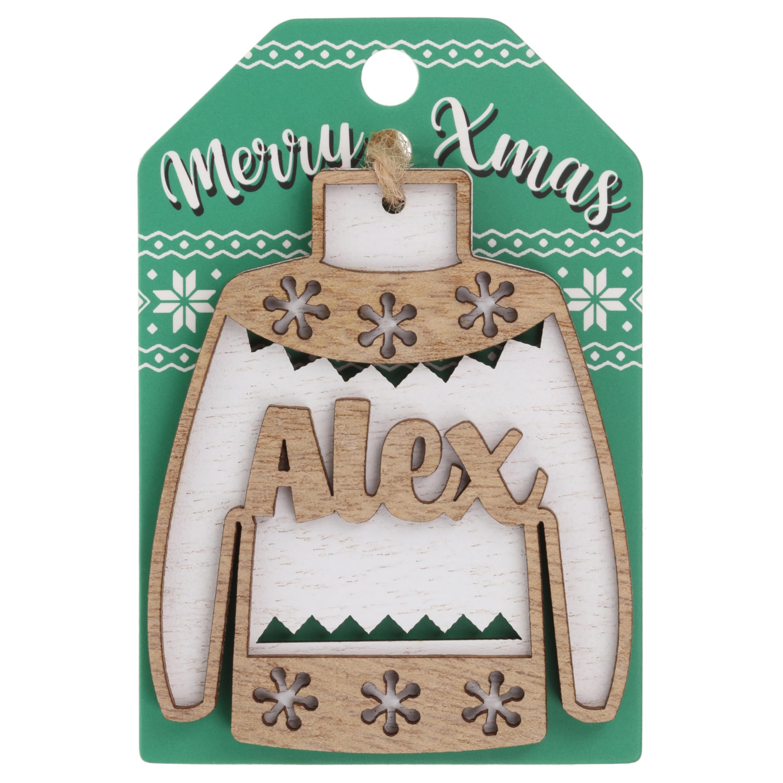 Stands Out, Supplying Outstanding Gifts Alex Name Christmas Jumper Wooden Tree Decoration Personalised Bauble Xmas White