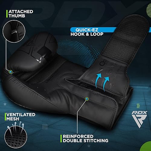 Miniatura 2 de RDX Guantes de boxeo para niños y Muay Thai Maya Hide cuero, Kara Patent Pending Junior Training Mitt para kickboxing, saco de boxeo, almohadillas