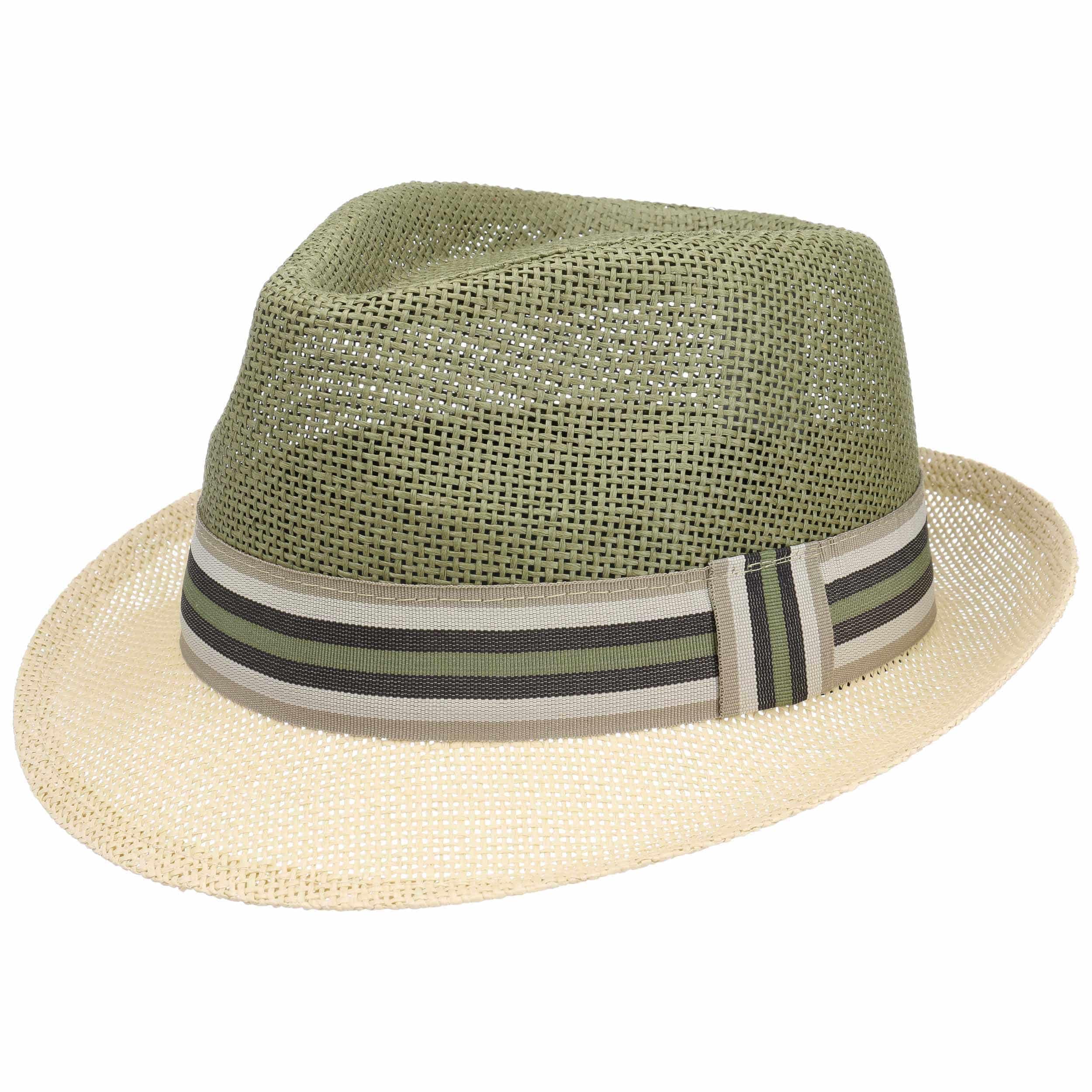Lipodo Twotone Trilby Strohhut Farbverlauf Ripsband Damen Herren Frühling Sommer