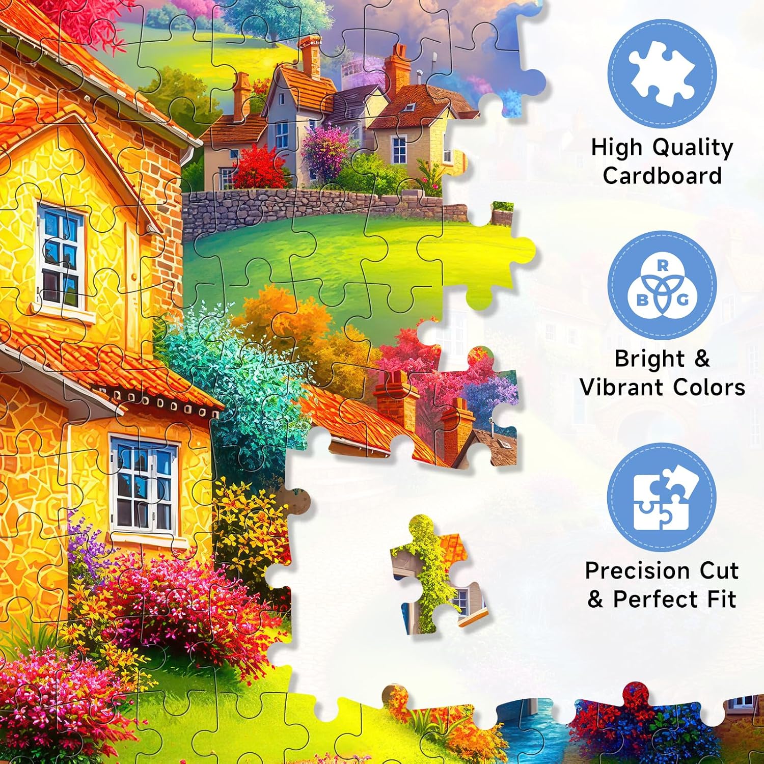 500 Piece Jigsaw Puzzle for Adults Colorful Enchanted Village Puzzles image 3