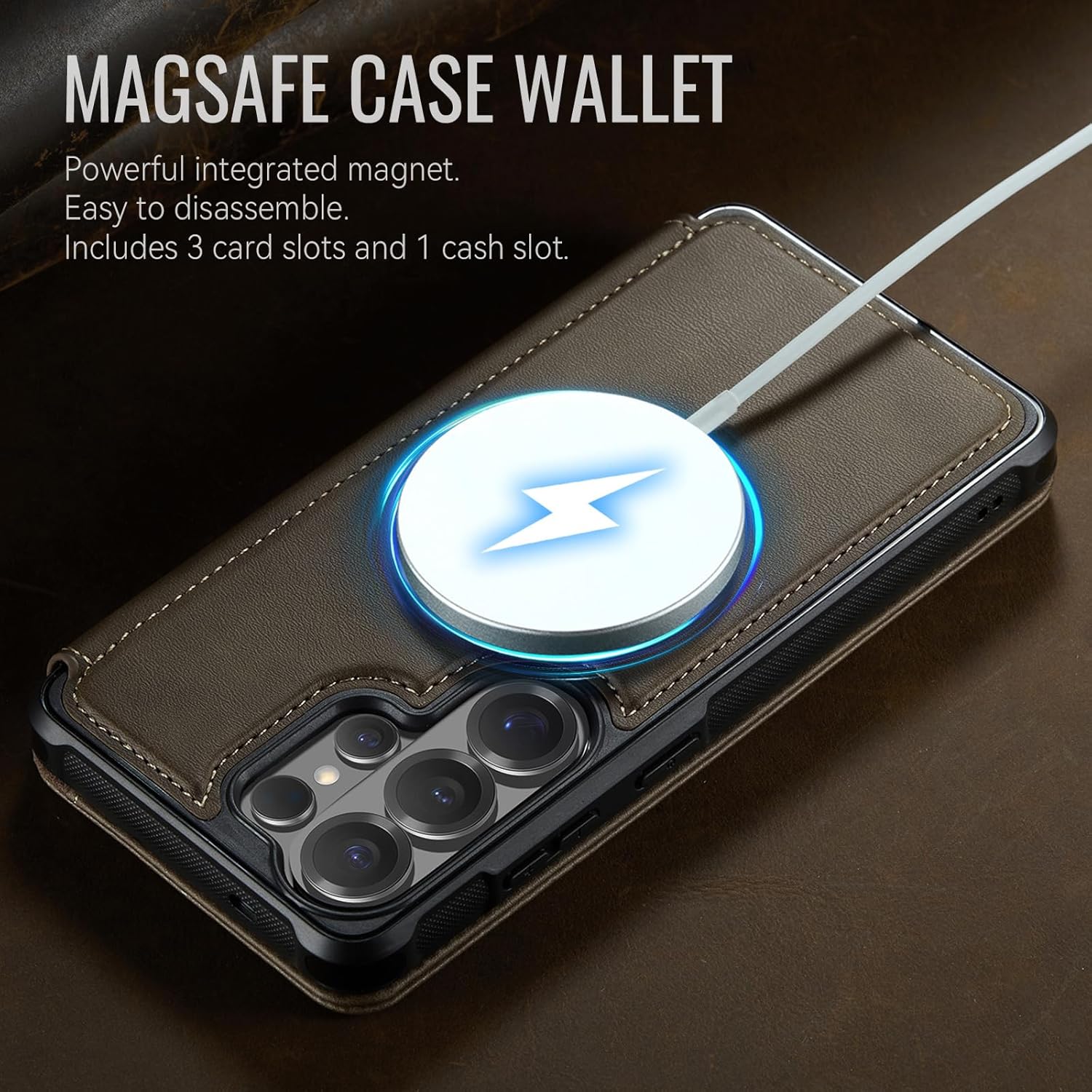 for Samsung Galaxy S26 Ultra Wallet Case Compatible with Magsafe, PU Leather Flip RFID Blocking Card Holder Shockproof Magnetic Women Men Wallet Phone Case Cover for Galaxy S26 Ultra, Brown
