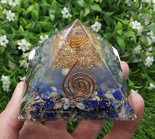 Miniatura 33 de Amazing Gemstone Pirámide de orgón grande Cristal de pirámide de turmalina negra oscura Pirámide de orgonita Pirámides de órgano Curación